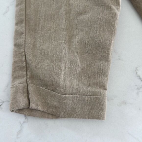Janie and Jack Baby Linen-Cotton Suspender Pant in Classic Khaki Size 3/6 Months - Picture 4 of 9